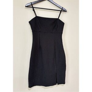 Forever 21 Black Pinstripe Spaghetti-Strap Mini Dress